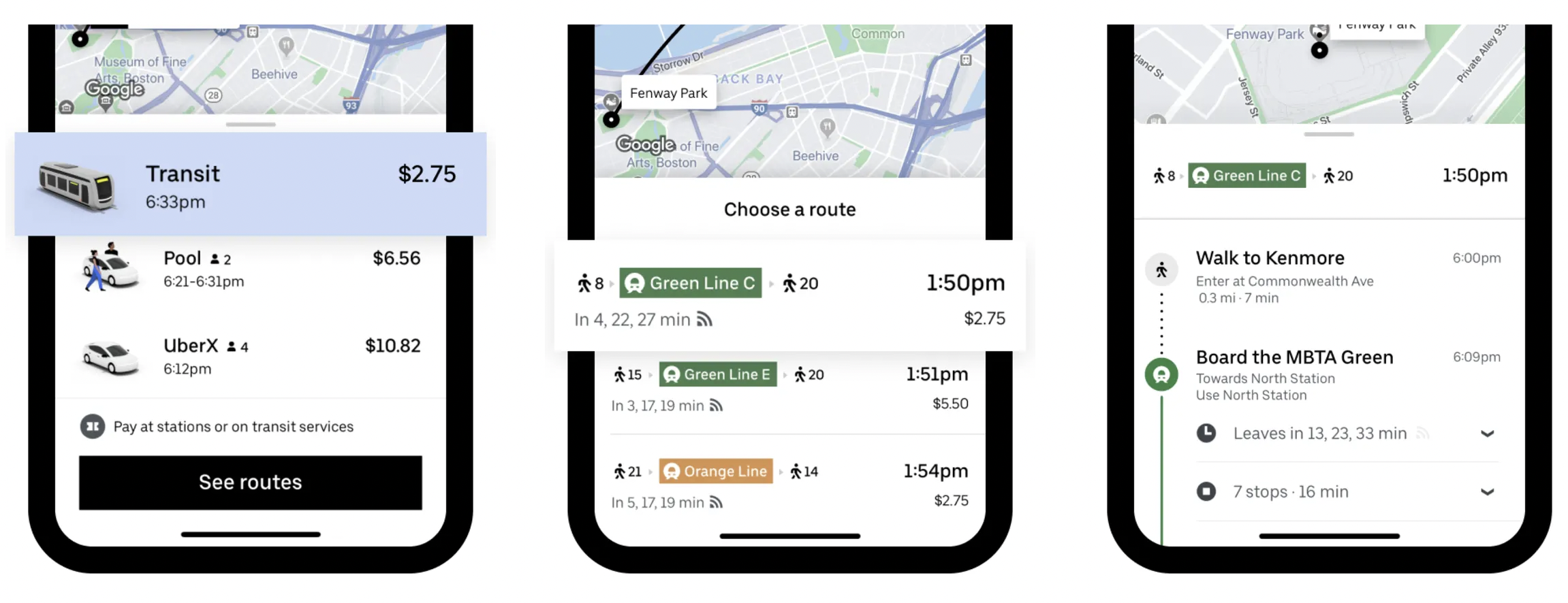 Uber + Transit: Nueva función para viajes en transporte público 